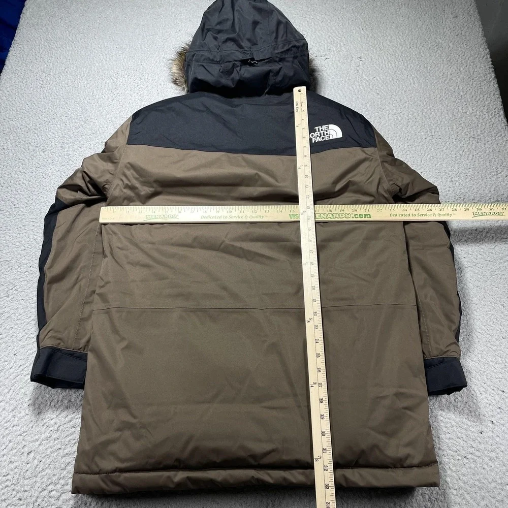 The North Face Bedford Down Parka Coat Mens Medium Brown DryVent Hooded Faux Fur